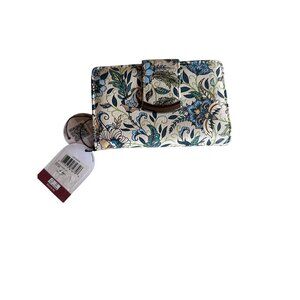 Floral Print Womens RFID Blocking Wallet By Mundi With Card Slots & Snap Closure